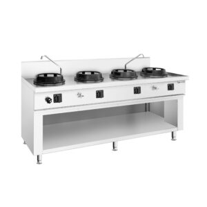 Stolová plynováwok varná doska – 60 kW, so 4 horákmi, vrátane 2 kohútikov