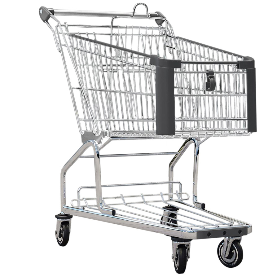 Kovový nákupný košík – HERKULES, objem 80 litrov, antracit, detská sedačka – Obrázok 3