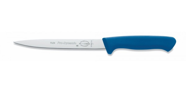 Profesionálny filetovací nôž – ohybná čepeľ, modrá rukoväť, dĺžka 18 cm