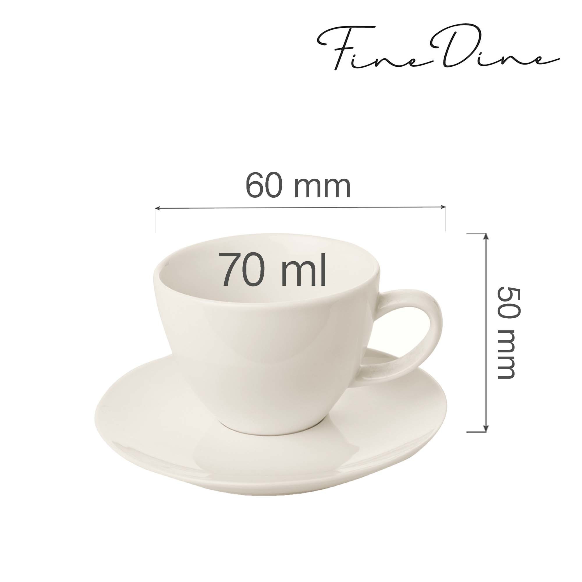 Porcelánová šálka s podšálkou Crema — na espresso, 70 ml