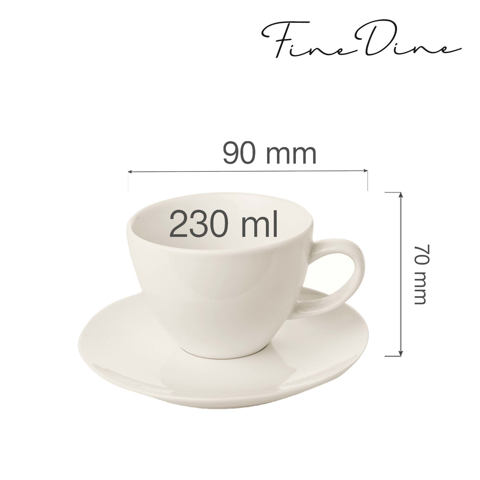 Porcelánová šálka s podšálkou Crema — na kávu a čaj, 230 ml