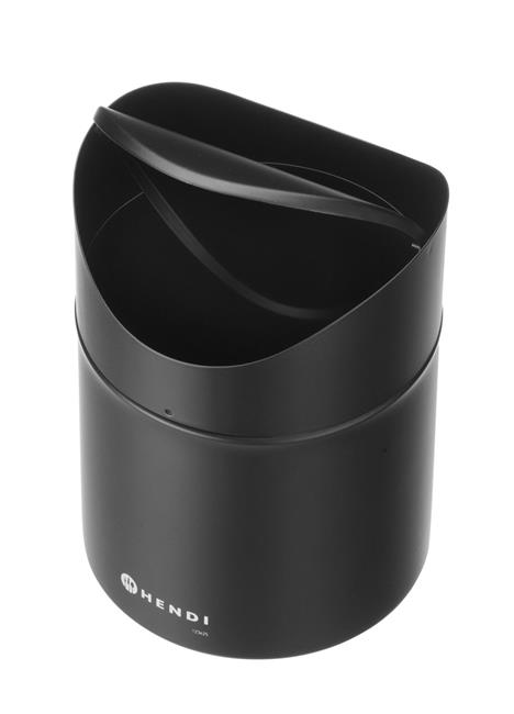 Stolný kôš – na odpadky, s pohyblivým krytom, objem 1,2 l, rozmer ⌀120 x 165 mm, čierny – Obrázok 3
