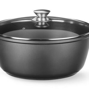 Nepriľnavý kastról – hliníkový s povrchovou úpravou, objem 7 l, rozmer 367 x 290 x 122 mm, čierny
