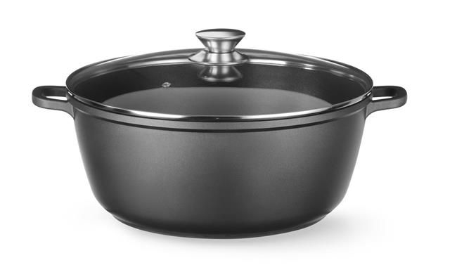Nepriľnavý kastról – hliníkový s povrchovou úpravou, objem 7 l, rozmer 367 x 290 x 122 mm, čierny