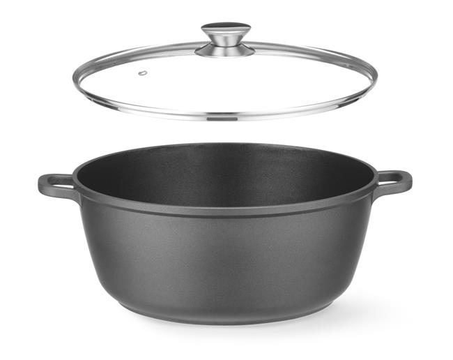 Nepriľnavý kastról – hliníkový s povrchovou úpravou, objem 7 l, rozmer 367 x 290 x 122 mm, čierny – Obrázok 6