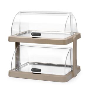 Dvojitá chladiaca vitrína – s rolovacím vekom Roll-top, séria Duo UNIQ, obdĺžniková, rozmer 480 x 355 x 480 mm, béžová
