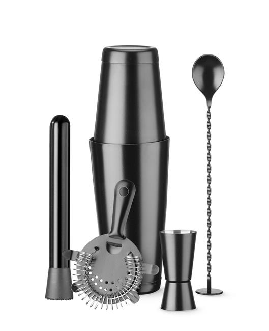 Štýlová barová súprava — v tube, BarUp, čierna, ⌀ 120 x 320 mm