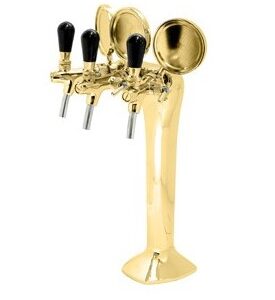 Výčapný stojan na pivo – model Kobra-3, 3-kohútový, povrchová úprava zlato