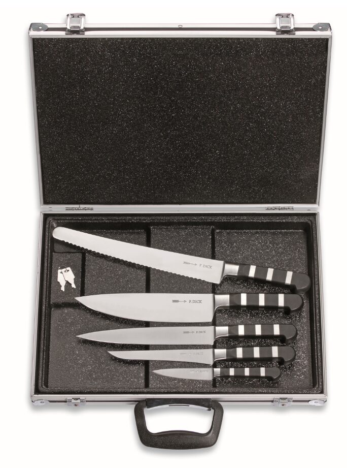 Exkluzívny magnetický kufor – osadený prémiovými nožmi nemeckej značky F. DICK, jubilejná séria 1905, set obsahuje 5 kusov – Obrázok 2