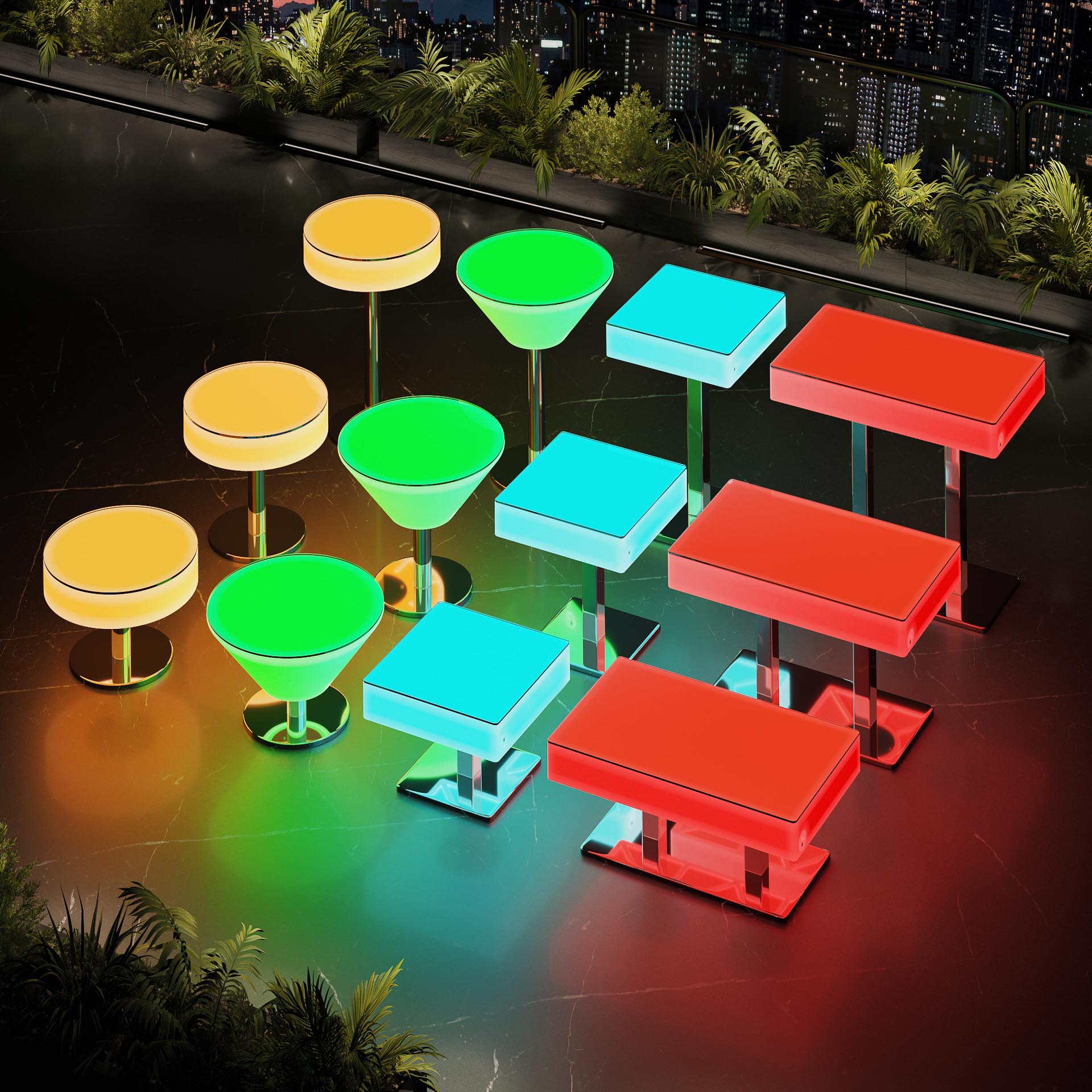 Swivel LED klubový stolík – COCO, RGB podsvietenie, rozmer 70 x 78 cm – Obrázok 7