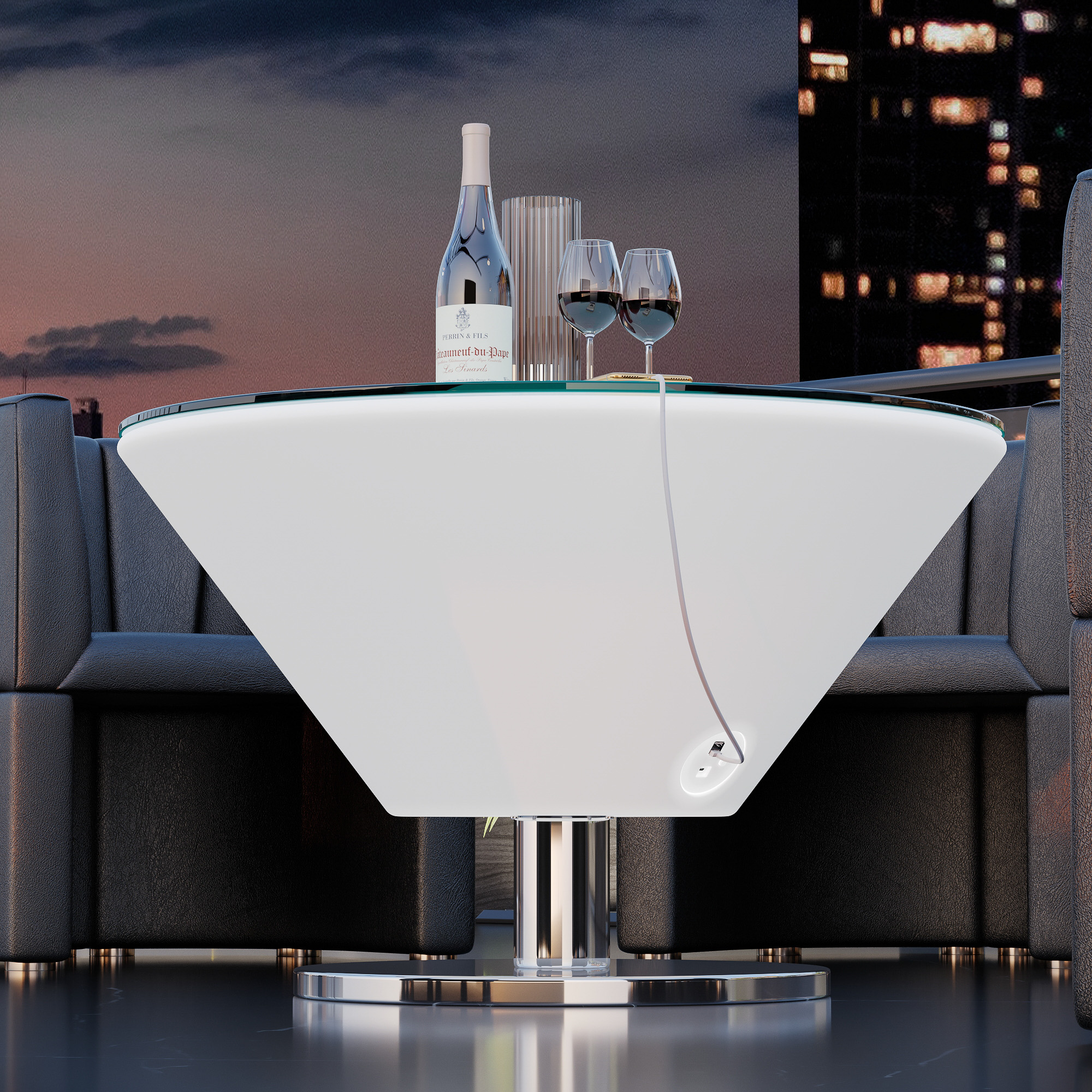 Dizajnový LED odkladací stolík – MARTINI, rozmer 70 x 41 cm, RGB podsvietenie, akumulátorový – Obrázok 2