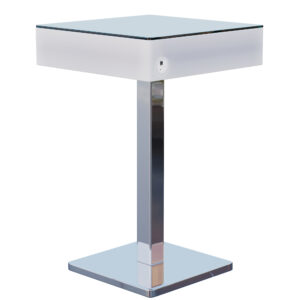 Svietiaci LED barový stôl – COOZY, rozmer 70 x 70 x 115 cm, RGB podsvietenie, akumulátorový, štvorcový