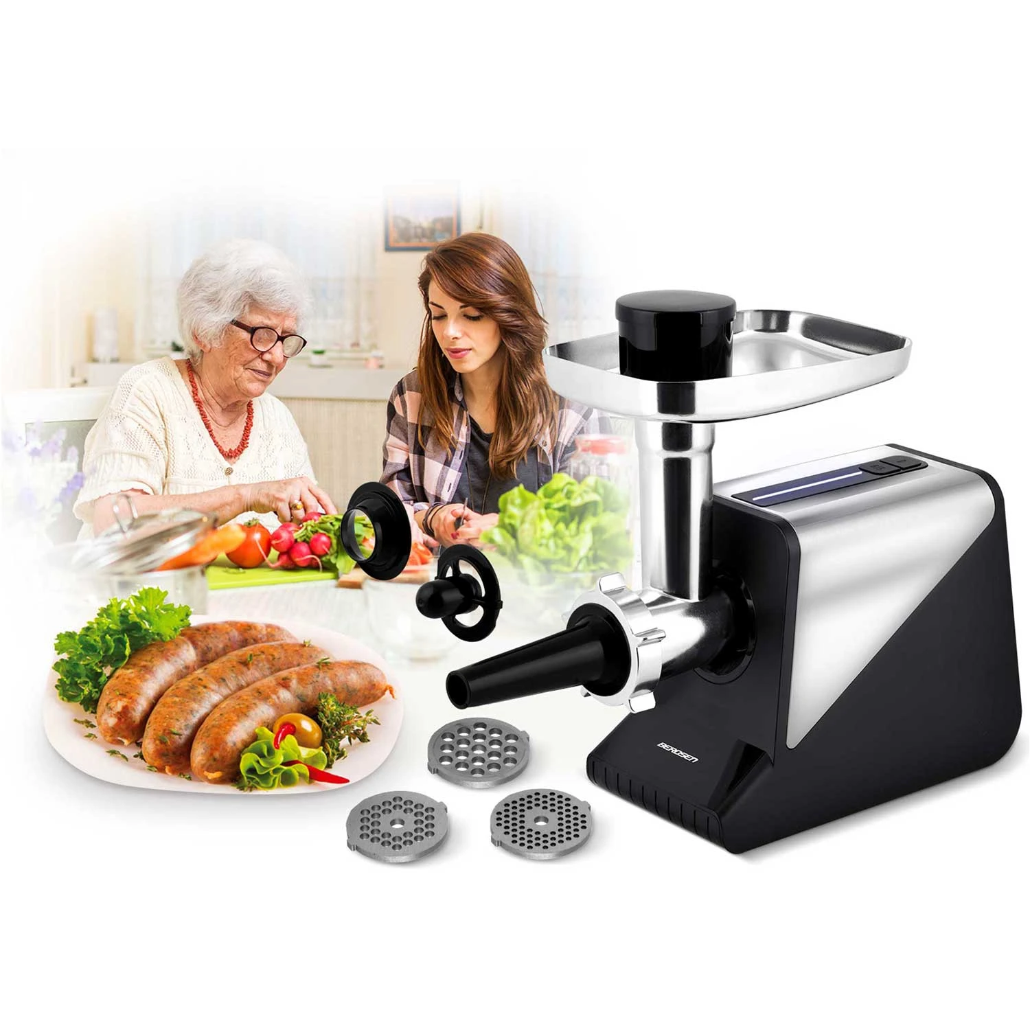 Výkonný mlynček na mäso Berdsen — BD-602, 800/2000W – Obrázok 4