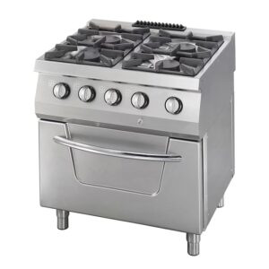 Plynový sporák – rad Heavy Duty, 4 horáky, dvojitý modul, hĺbka 70 cm, výkon 37 kW, vrátane plynovej rúry