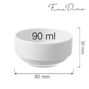 Malá stohovateľná miska Bianco — 90 ml, 80 mm