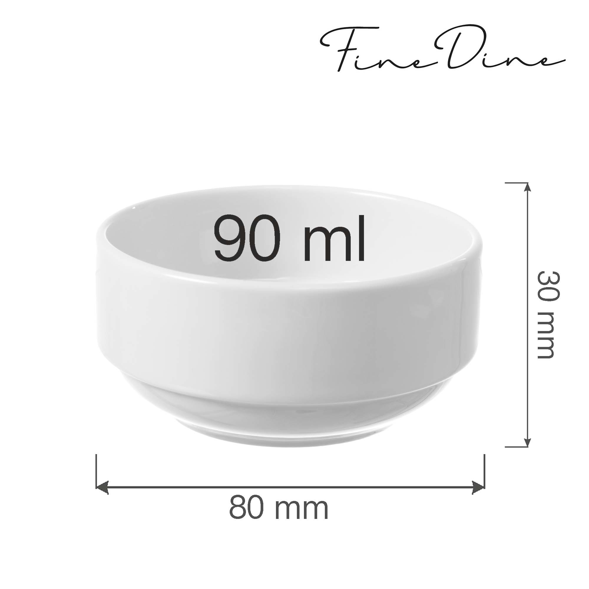 Malá stohovateľná miska Bianco — 90 ml, 80 mm