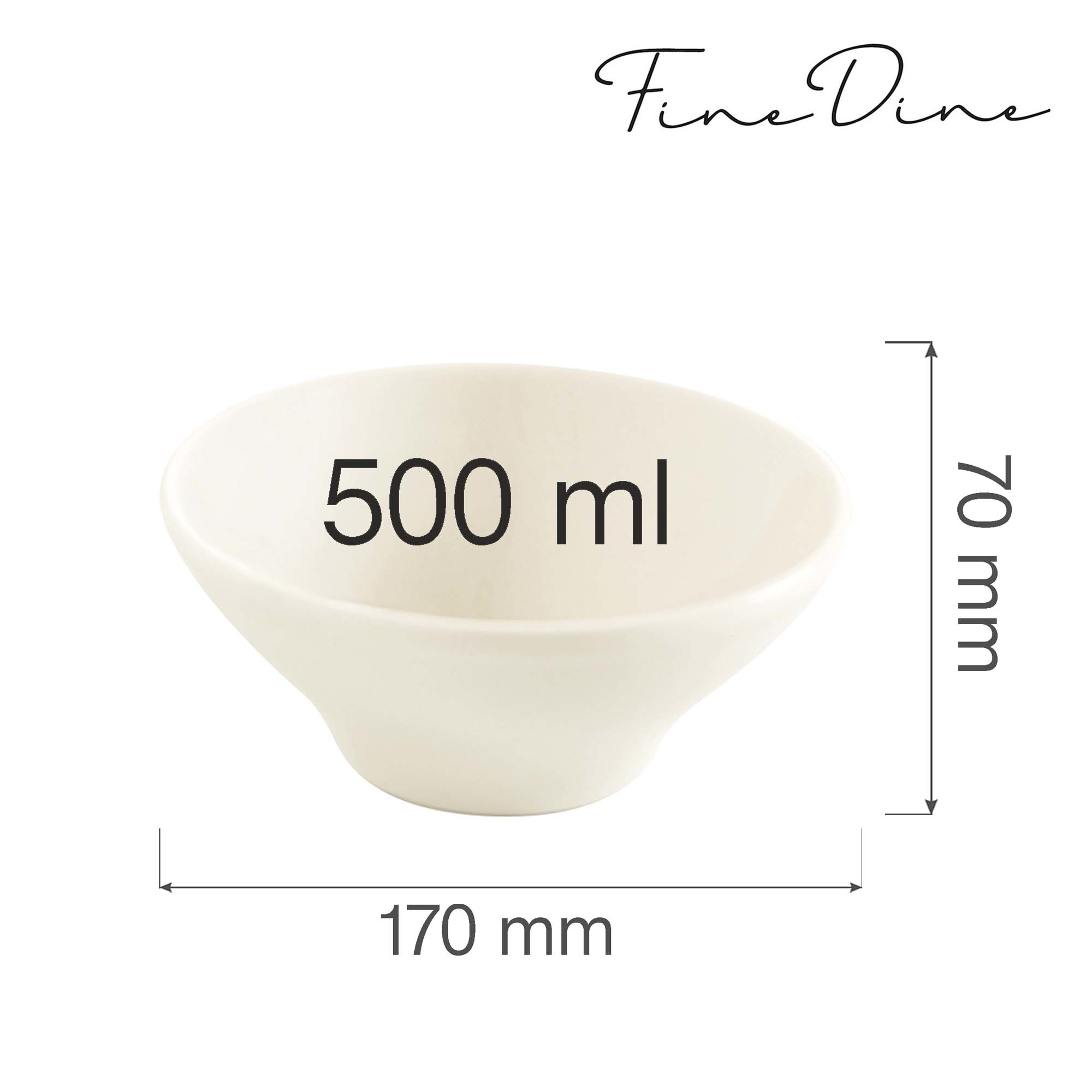 Štýlová kónická miska Crema — 500 ml, 160x64 mm