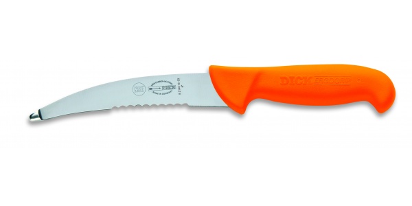 Nôž na vnútornosti Dick — čiastočne zubaté ostrie, oranžová rukoväť, 15 cm