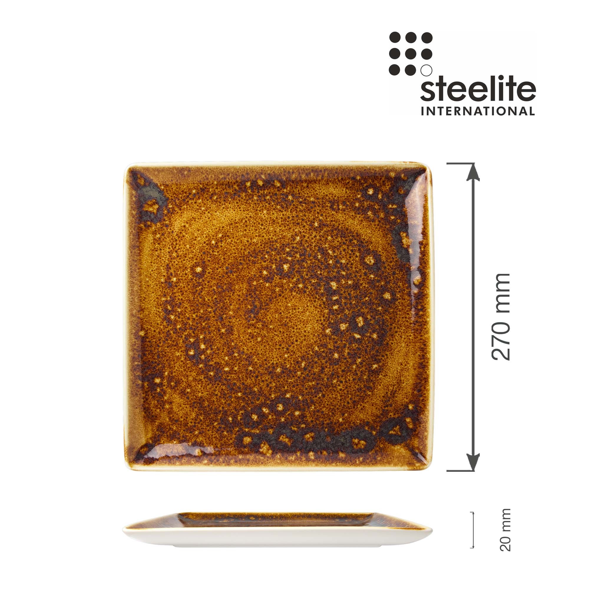 Porcelánový tanier štvorcový Vesuvius Amber, 270 x 270 mm, 1 ks