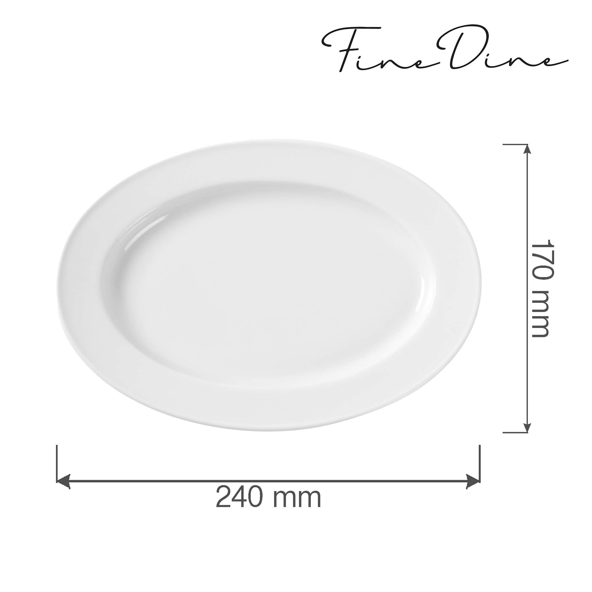 Elegantný oválny tanier Bianco — 240x170 mm