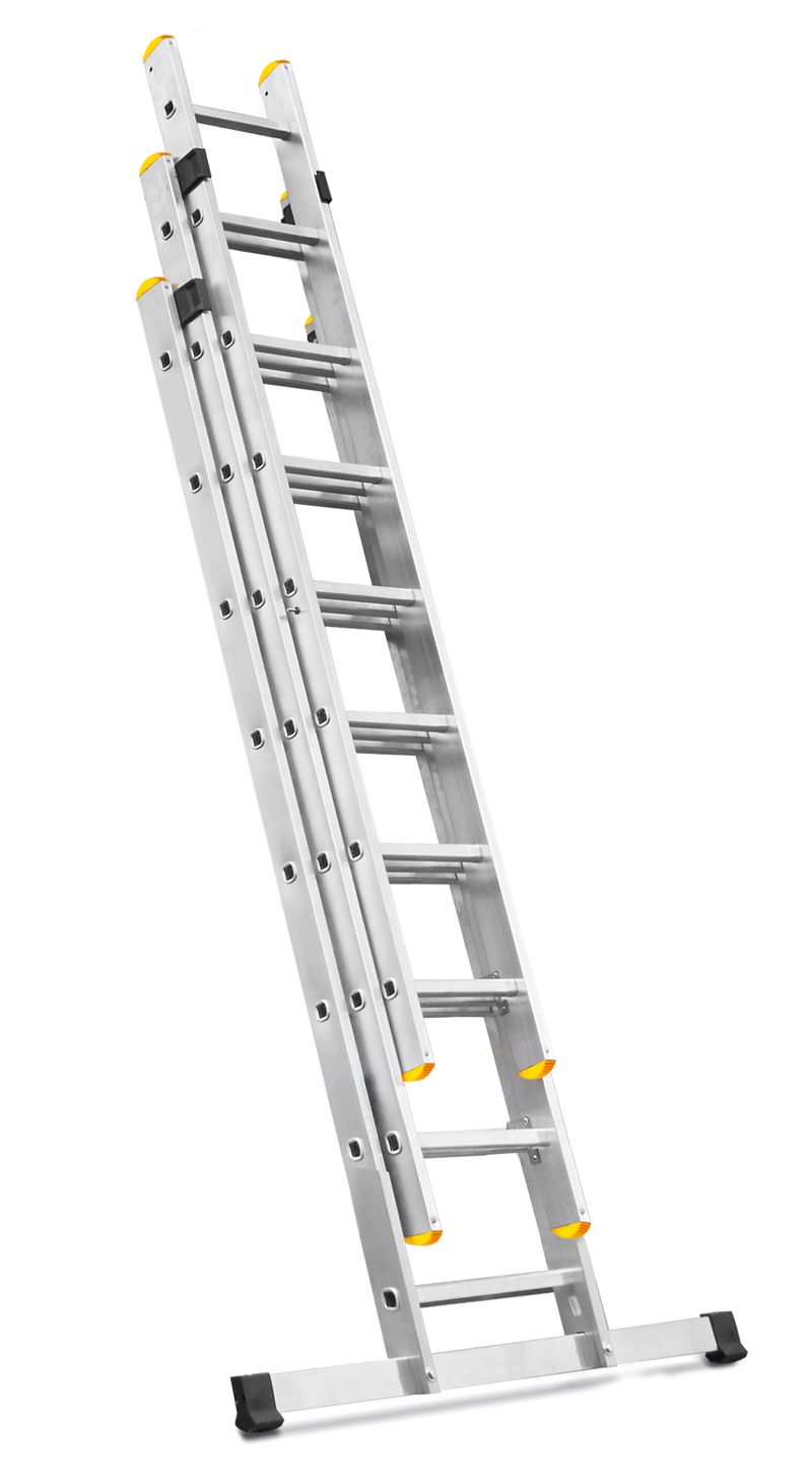 Hliníkový rebrík – DW3 Home, trojdielny, 3x8 stupňov, max. 150 kg – Obrázok 2