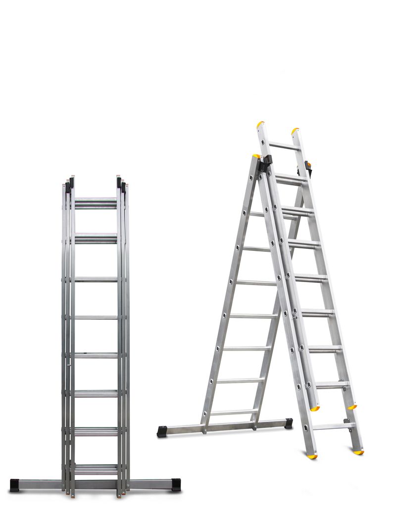 Hliníkový rebrík – DW3 Home, trojdielny, 3x8 stupňov, max. 150 kg – Obrázok 3