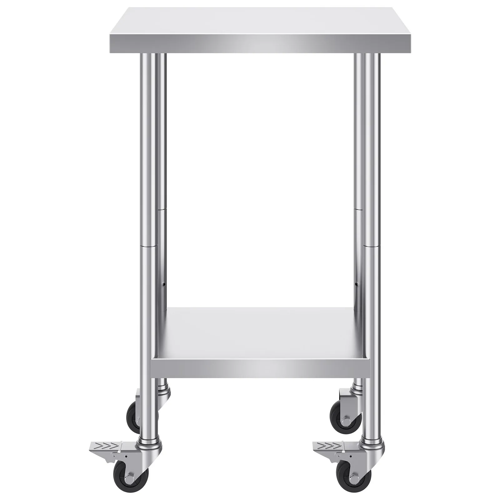 Nerezový pracovný stôl - prípravný, so 4 kolieskami, 3 nastaviteľné výšky, rozmery 610 x 457 x 954,6 mm, nosnosť 290 kg, pre komerčné reštaurácie – Obrázok 2