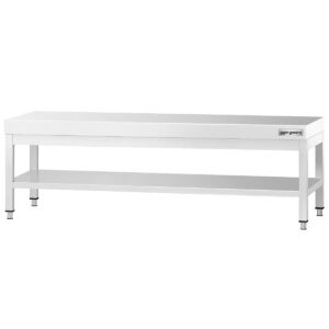 Nerezový podpultový stôl – so základnou policou, rozmer 2000 x 700 mm