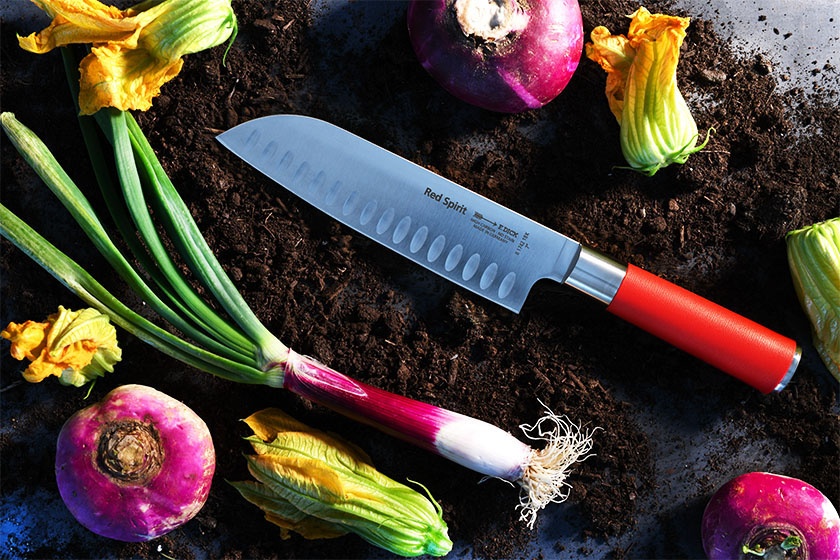 Japonský nož – Santoku, Dick, séria RED SPIRIT, špeciálny výbrus, dĺžka 18 cm – Obrázok 5