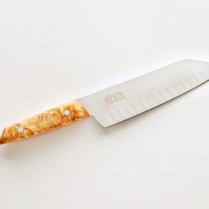Japonský kovaný kuchársky nôž — Santoku so špeciálnym výbrusom, séria VIVUM, dĺžka 18 cm, Limitovaná edícia BUCHECK