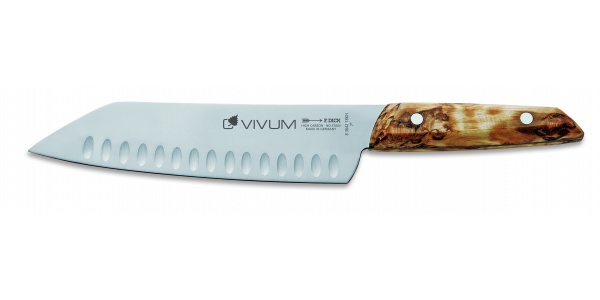 Japonský kovaný kuchársky nôž — Santoku so špeciálnym výbrusom, séria VIVUM, dĺžka 18 cm