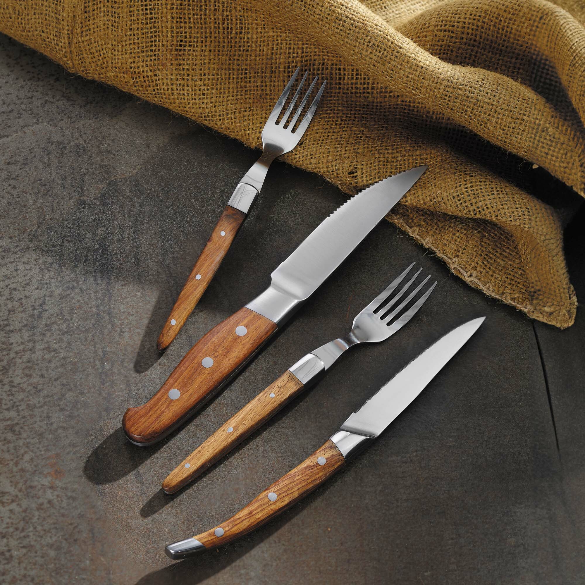 Steaková vidlička, 210 mm, Ružové drevo, sada 6 ks – Obrázok 3