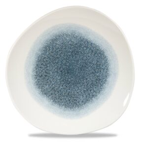 Plytký jedálenský tanier v prírodnom tvare Raku Topaz Blue, 286 mm, 1 ks