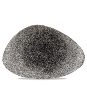 Trojboký prezentačný tanier Raku Quartz Black, 265 x 205 mm
