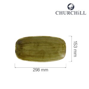 Podlhovastý servírovací tanier Stonecast Plume Green, 298 x 153 mm, 1 ks