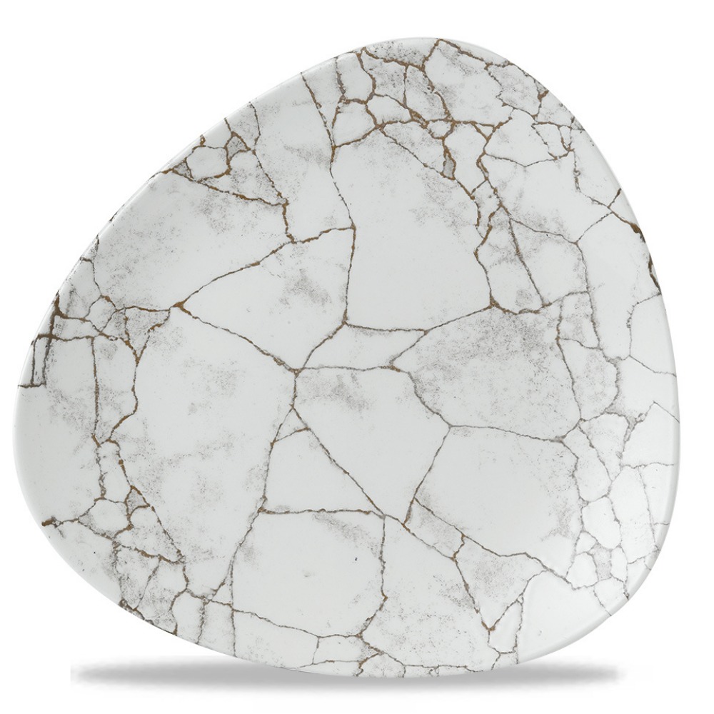Trojhranný dezertný tanier Studio Prints Kintsugi Agate Grey, 229 mm, 1 ks – Obrázok 2