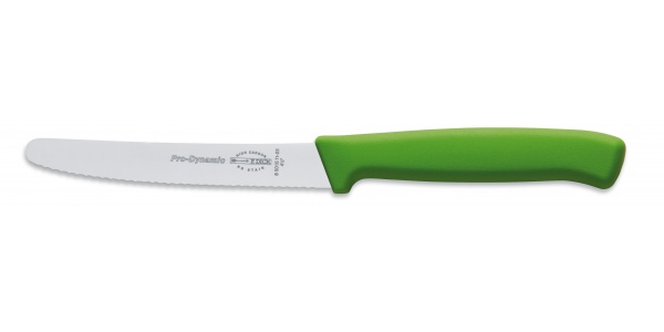 Vlnitý viacúčelový nôž – zelená rukoväť, 11 cm
