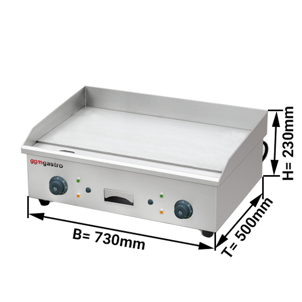 Výkonná elektrická grilovacia platňa s hladkým povrchom, 720 x 410 mm – Obrázok 2