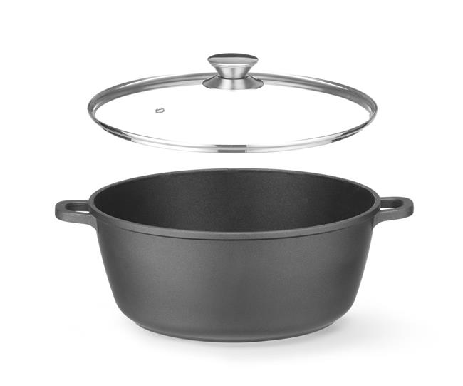 Nepriľnavý kastról – hliníkový s povrchovou úpravou, objem 7,5 l, rozmer 387 x 310 x 130 mm, čierny – Obrázok 2